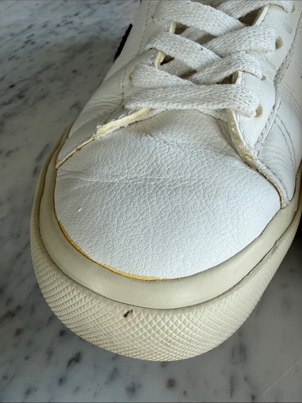 Veja Campos White Leather Sneakers with Black V Accent - Picture 4 of 9